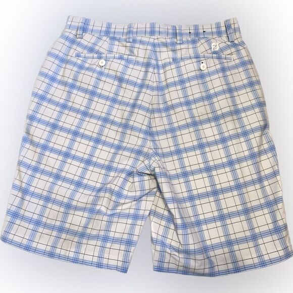 FootJoy Men’s 32W Light Baby Blue Plaid Preppy Golf Shorts with Pockets - Picture 2 of 4